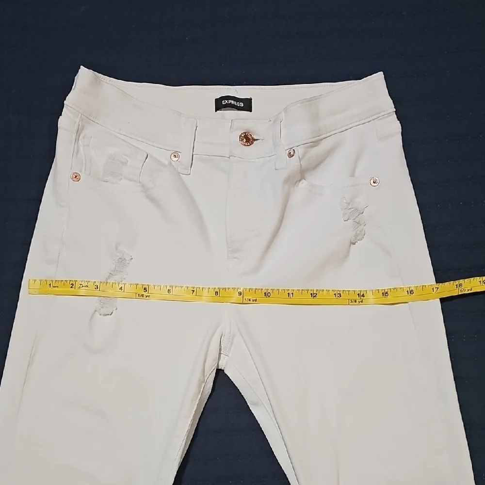 Express White Distressed Skinny Jeans